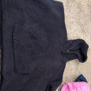 Cozy Black Sherpa cape